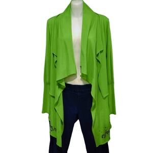 Aldo Martins Cascading Open Front Cardigan with Back Tie, Lime Green, Size 8